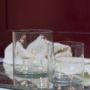 Small Gold Etched Star Votive