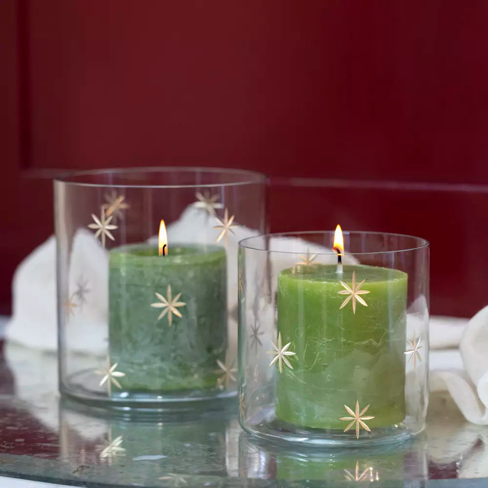 Large Gold Etched Star Votive