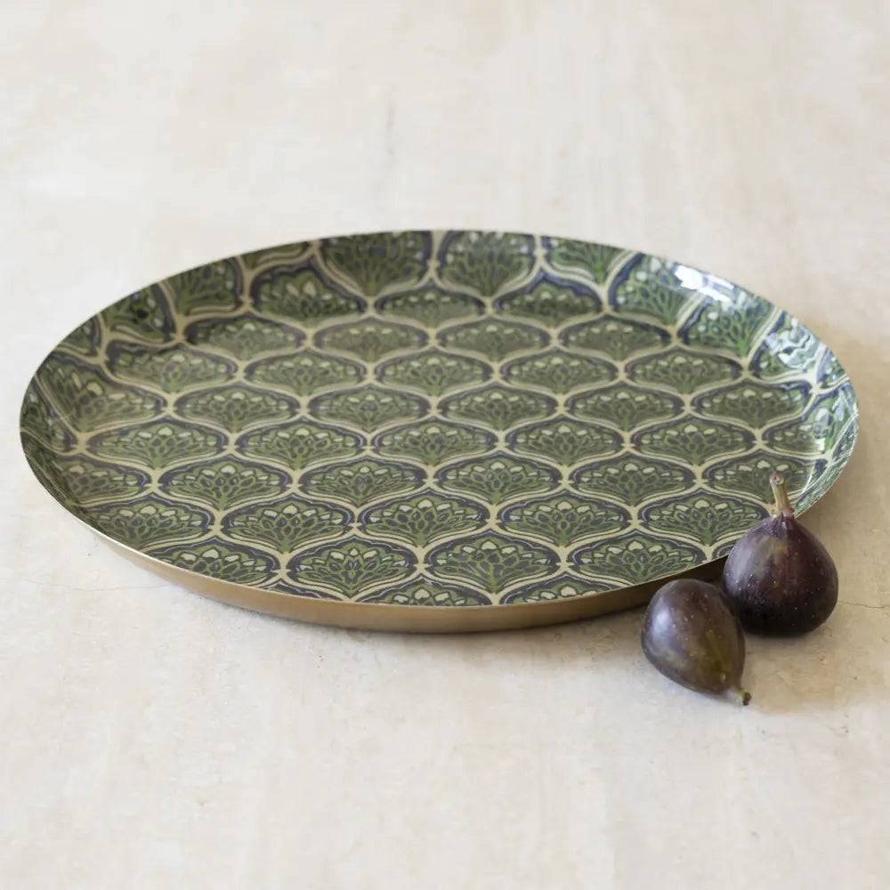 Round Peacock Design Tray
