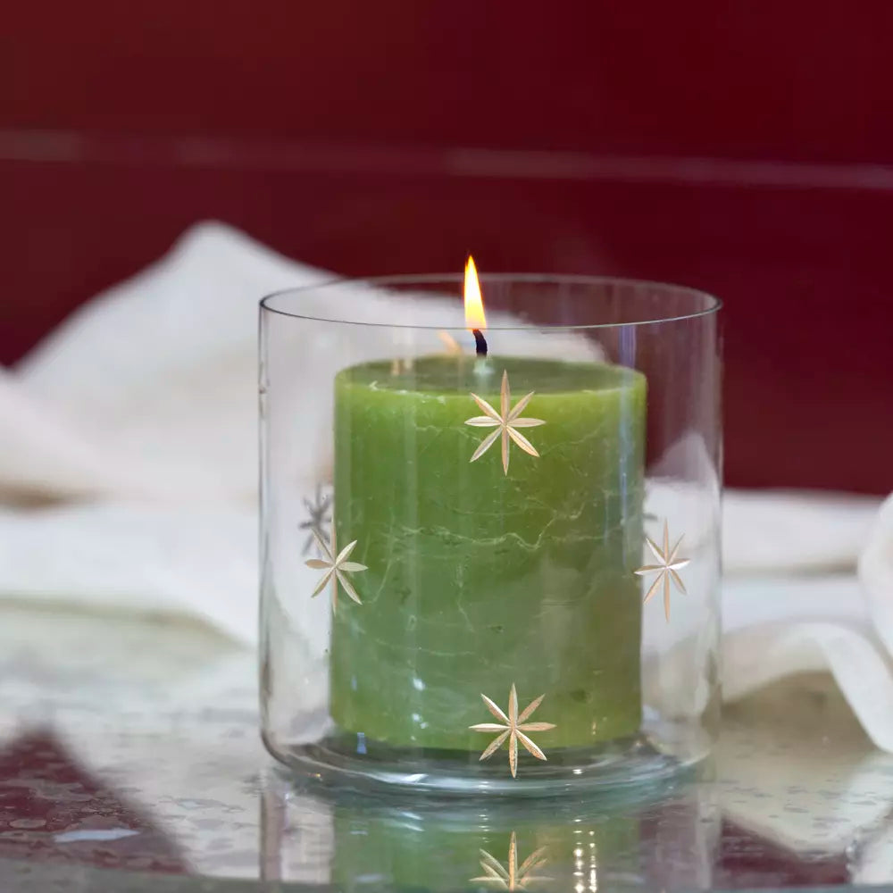 Small Gold Etched Star Votive