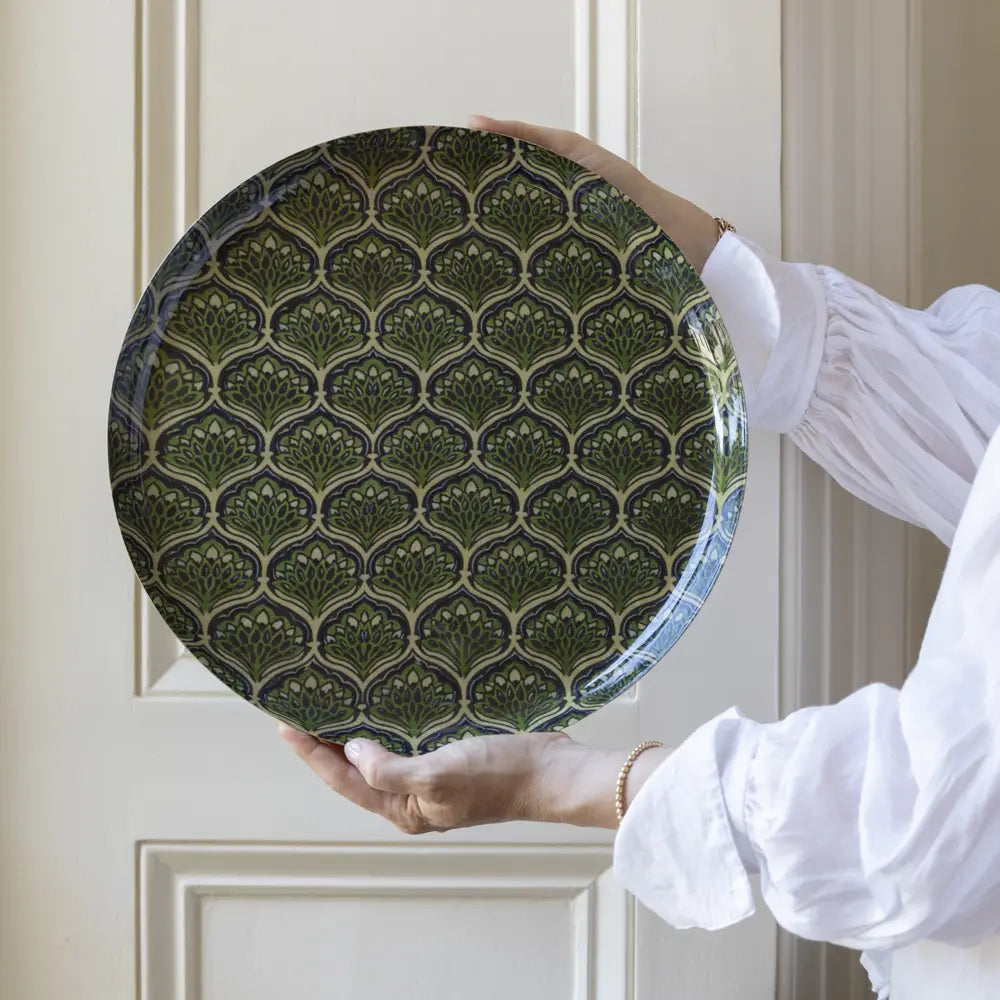 Round Peacock Design Tray