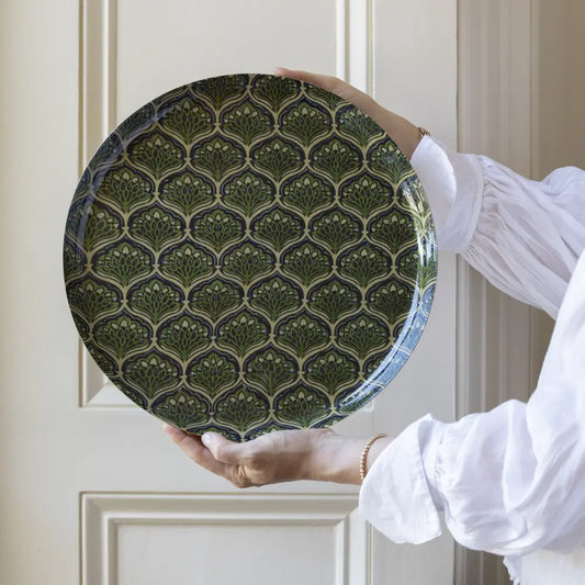 Round Peacock Design Tray