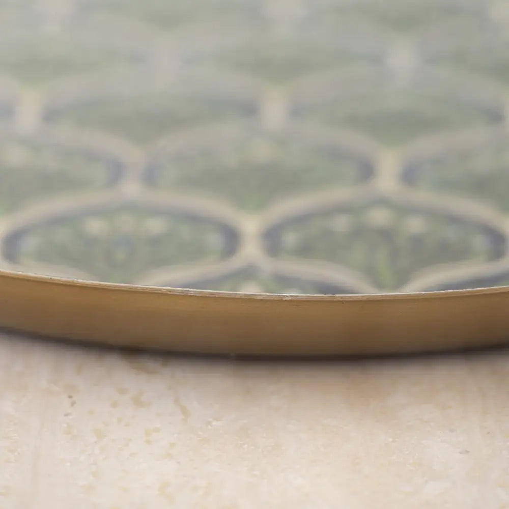 Round Peacock Design Tray
