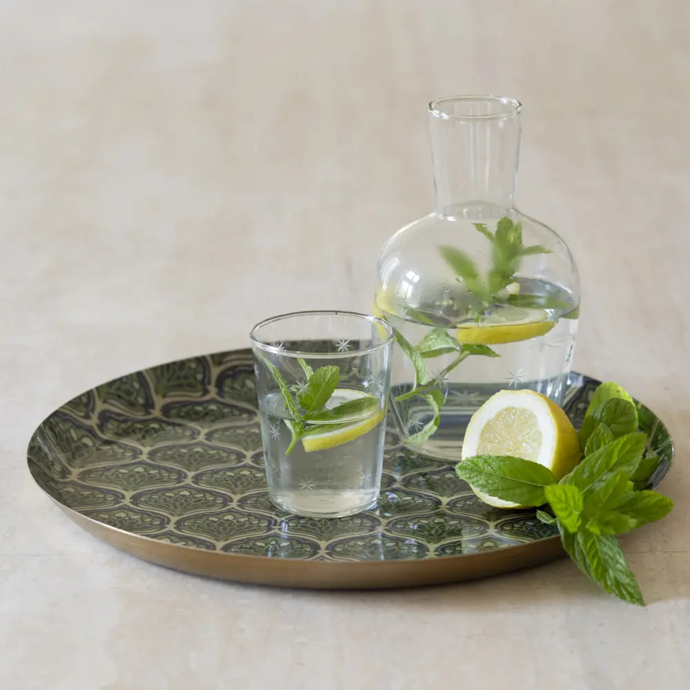 Round Peacock Design Tray
