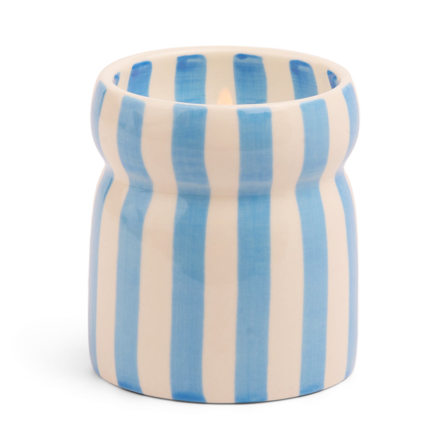 Cabana Blue Striped Ceramic Candle - Lost at Sea (Boxed)