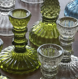 Glass Candlestick - Moss