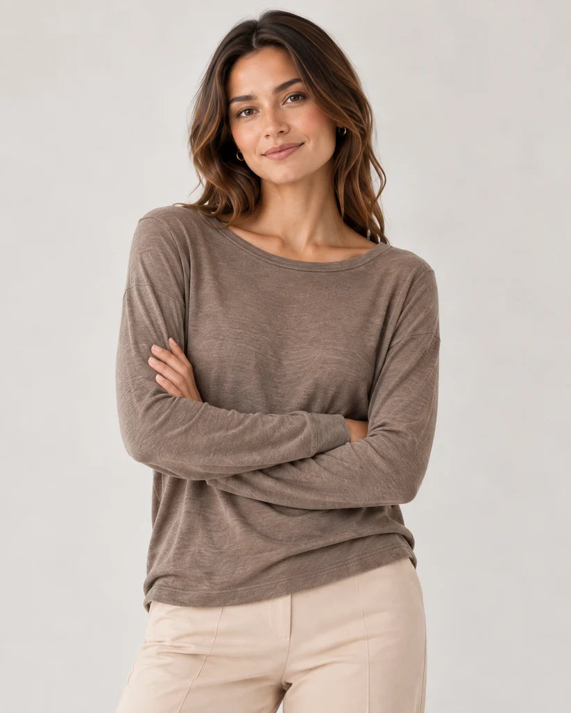 Mocha Cashmere Blend Layering Top