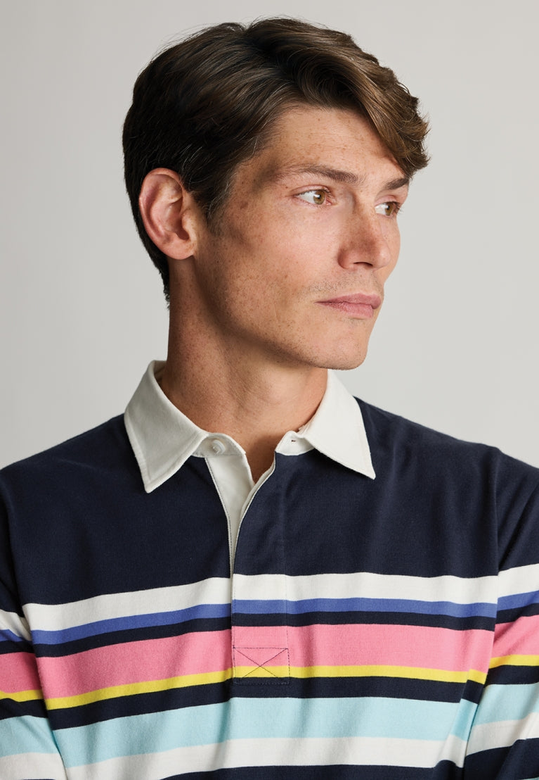 Cononley Navy Stripe Rugby Shirt