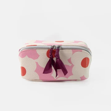 Pink/Orange Flower Flat Lay Cosmetic Bag