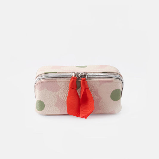 Pink/Green Flower Mini Flat Lay Cosmetic Bag