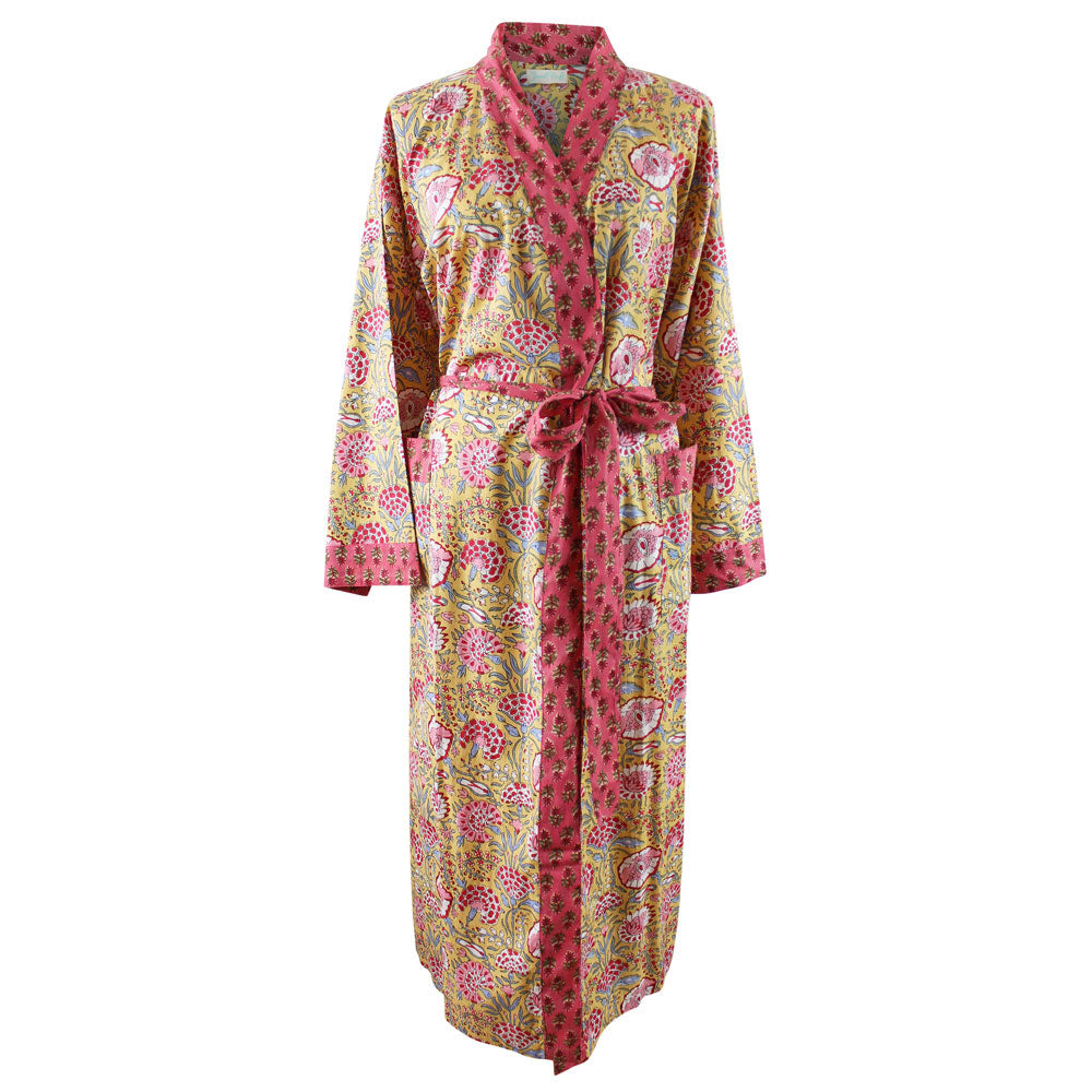 Yellow & Pink Carnation Dressing Gown
