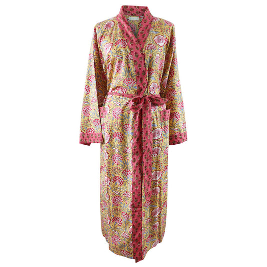Yellow & Pink Carnation Dressing Gown