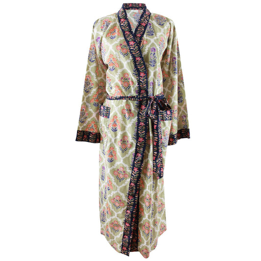 Green Floral Trellis Print Dressing Gown