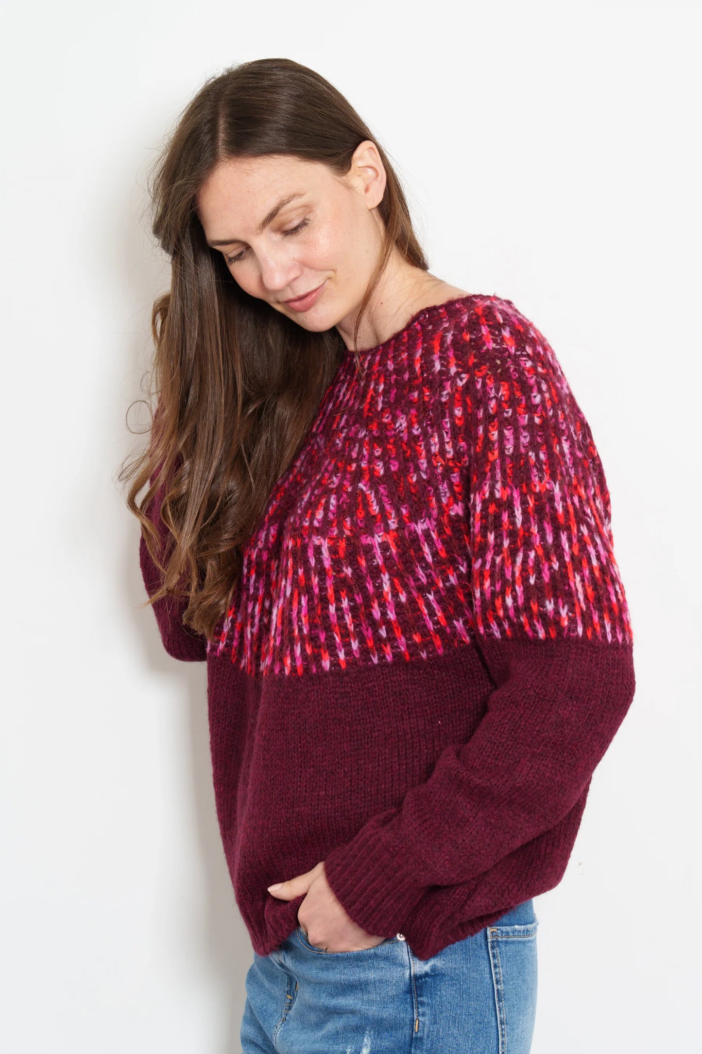 Tilda, Wool Blend jumper - Berry/Pink