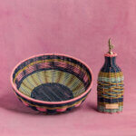 Woven Bowl - Pink & Navy