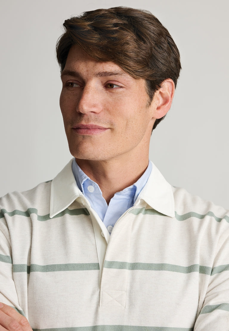 Eweden Ecru & Sage Stripe Rugby Shirt