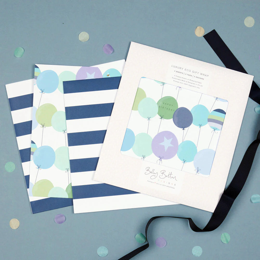 Blue Stripes & Balloons Eco Flatwrap Pack