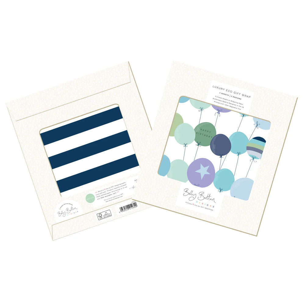 Blue Stripes & Balloons Eco Flatwrap Pack