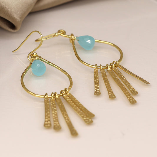 0045 - Gold Plated Aqua Chalcedony Earrings