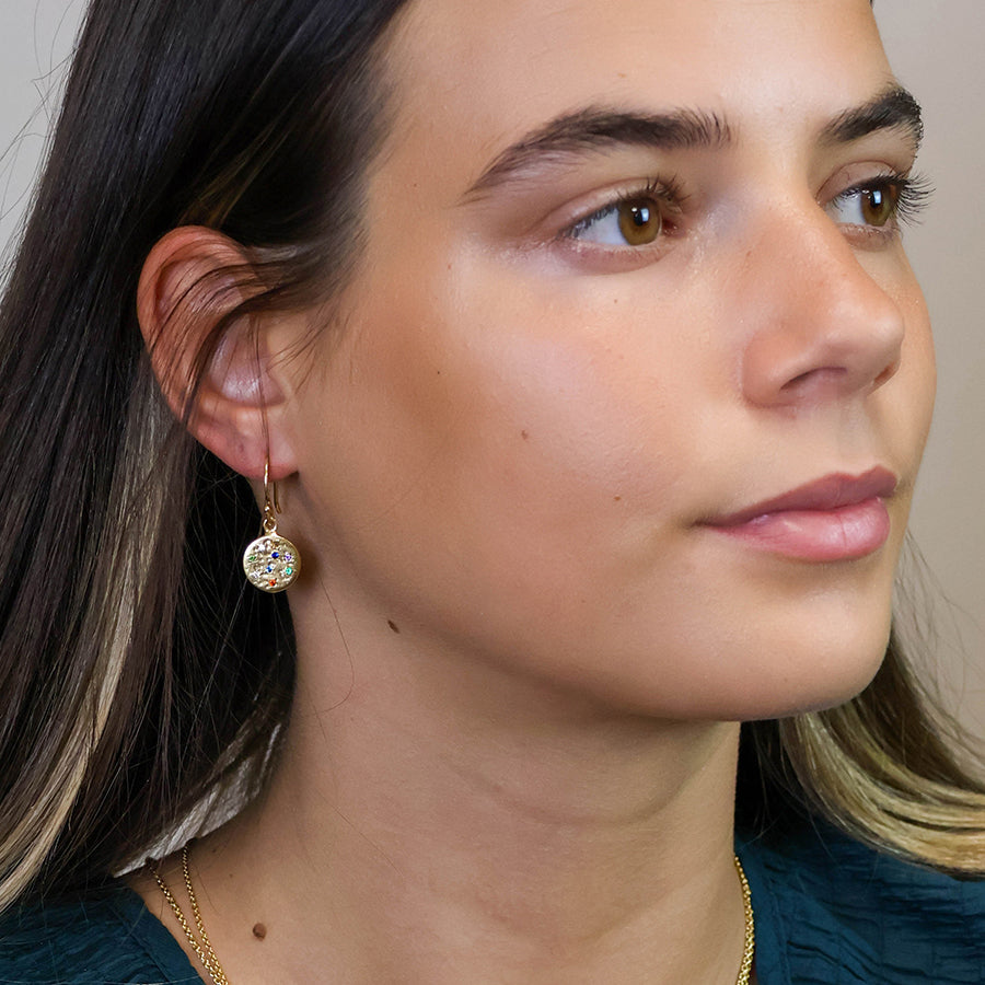 0065 - Luxury Gold Plated Rainbow Disc Earrings