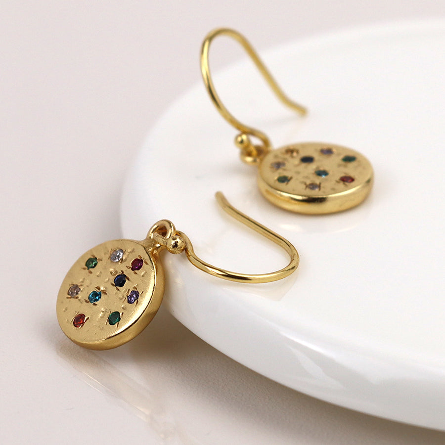 0065 - Luxury Gold Plated Rainbow Disc Earrings