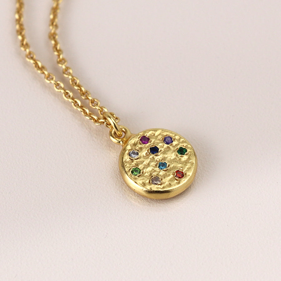 0072 - Luxury Small Gold Plated Rainbow Disc Necklace