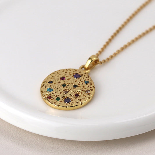 0079 - Luxury Gold Plated Rainbow Disc Necklace