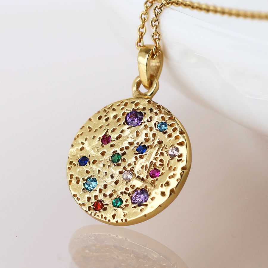 0079 - Luxury Gold Plated Rainbow Disc Necklace