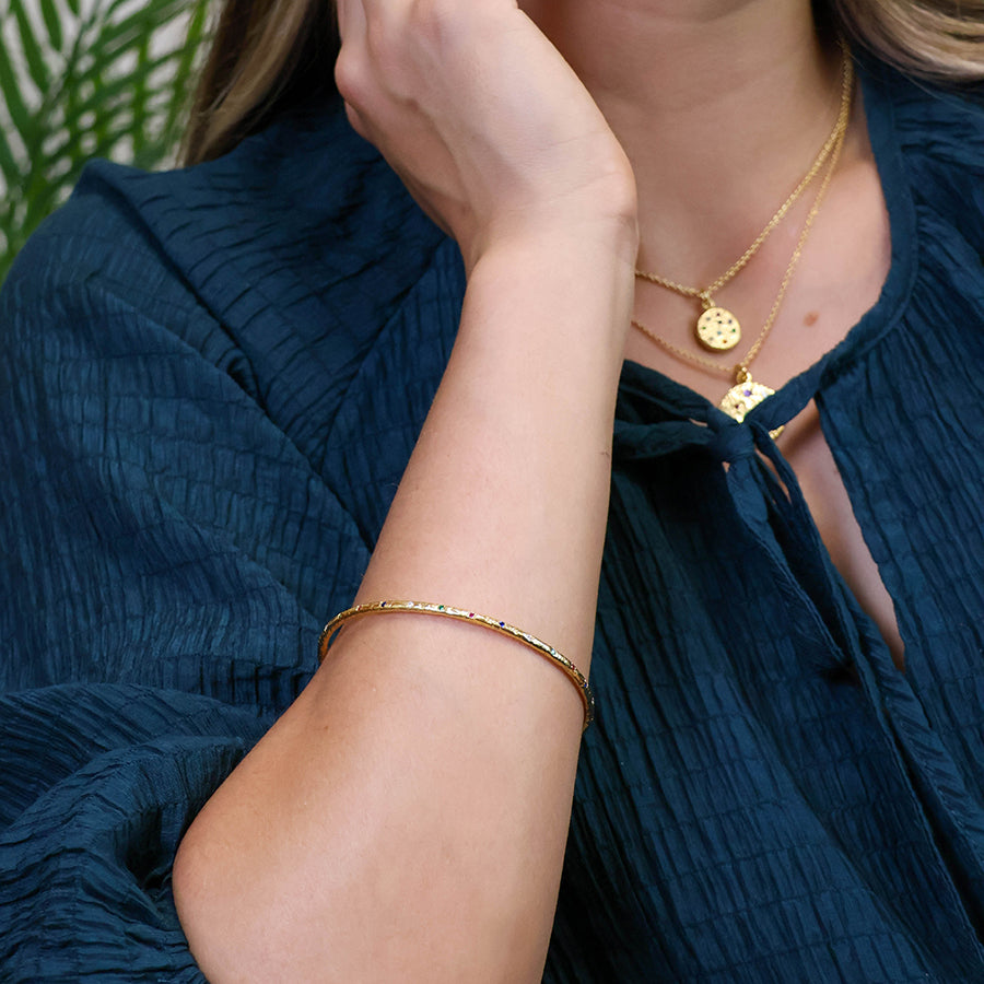 0082 - Luxury Gold Plated Rainbow Bangle