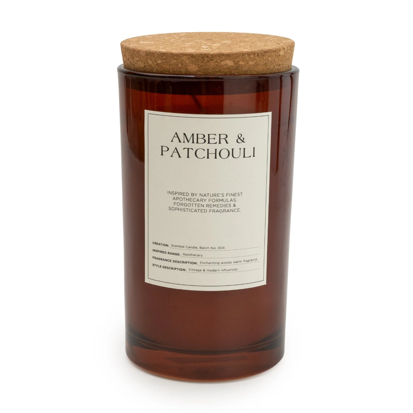 Large Glass Apothecary Candle - Amber & Patchouli