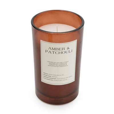 Large Glass Apothecary Candle - Amber & Patchouli