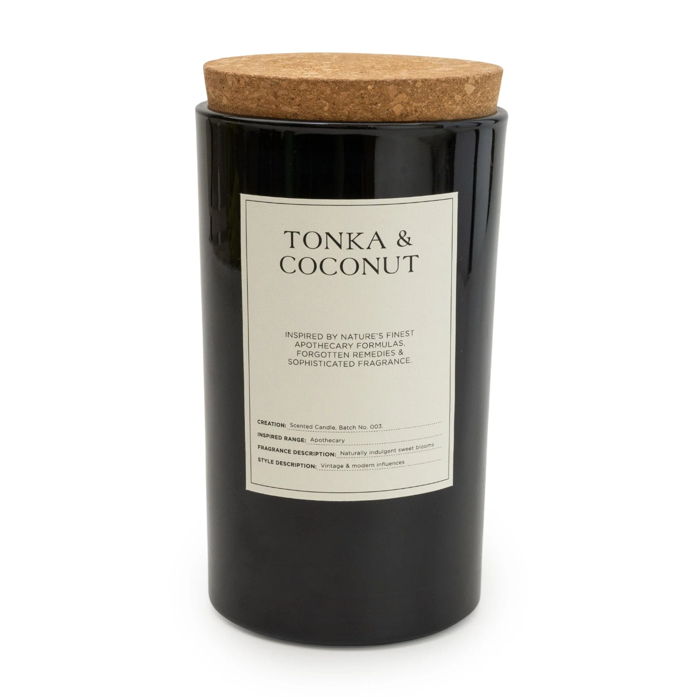 Large Glass Apothecary Candle - Tonka & Coconut