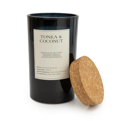 Large Glass Apothecary Candle - Tonka & Coconut