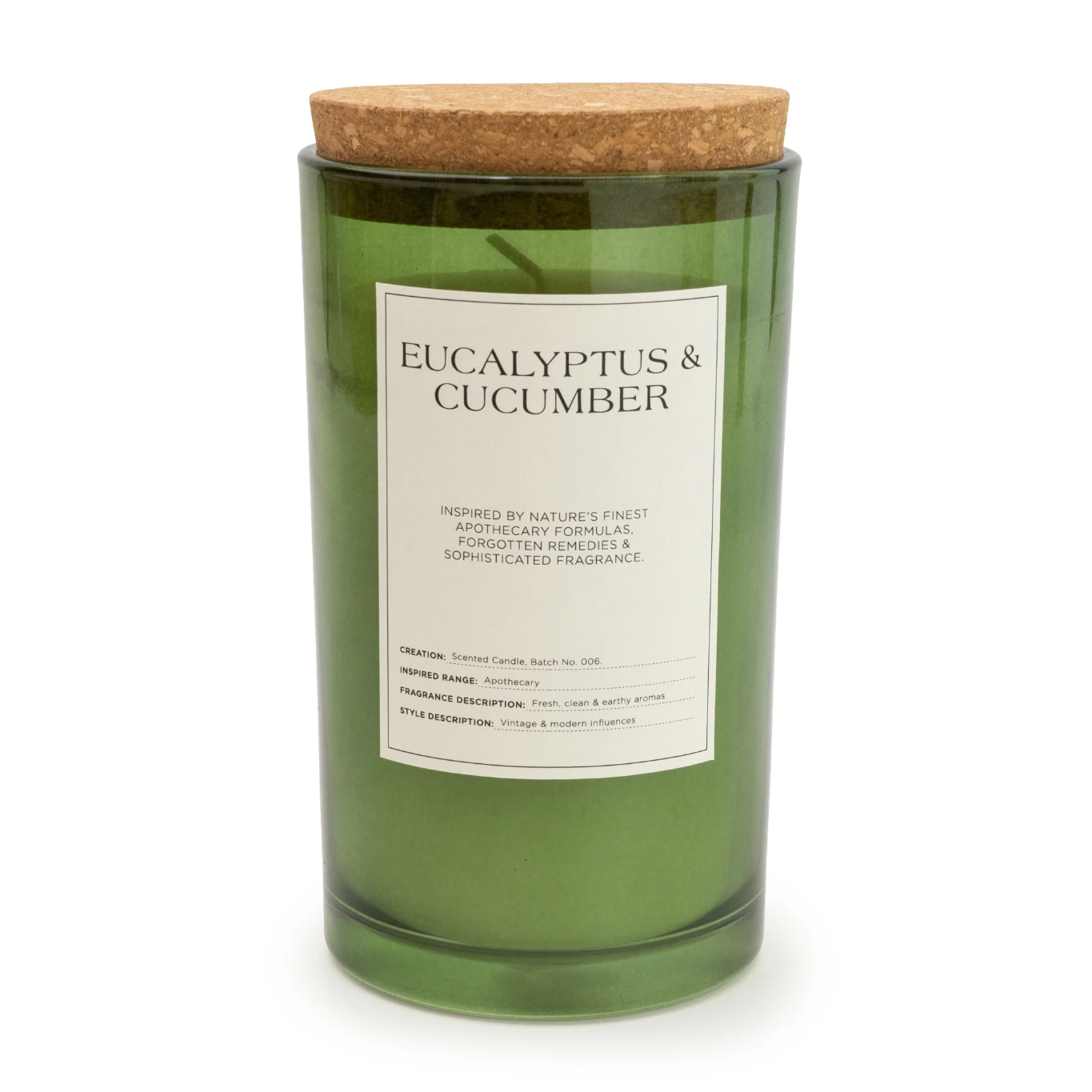 Large Glass Apothecary Candle - Eucalyptus & Cucumber