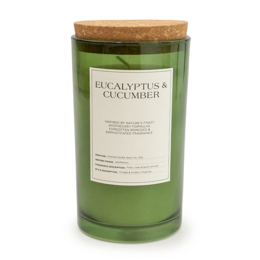 Large Glass Apothecary Candle - Eucalyptus & Cucumber