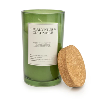 Large Glass Apothecary Candle - Eucalyptus & Cucumber