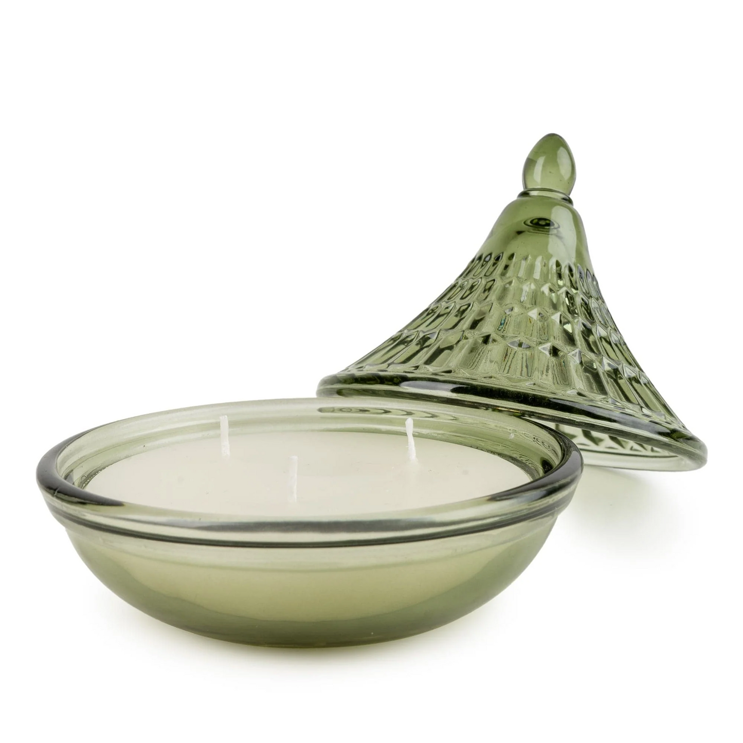 Embossed Green Tagine Glass Candle