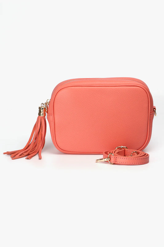 Beau Italian Leather Crossbody Bag - Coral