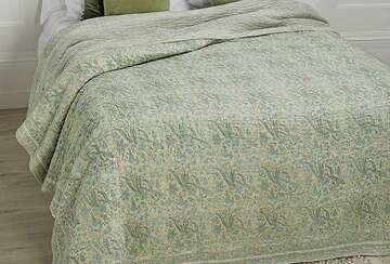 Jaipur Hand Block Printed Bedspread - Olive