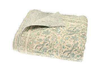 Jaipur Hand Block Printed Bedspread - Olive