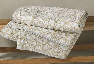 Jaipur Hand Block Printed Bedspread - Wheat