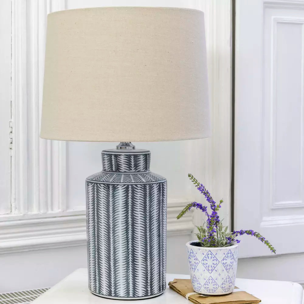 Serrator, Graphite Grey Lamp base with Taupe Shade
