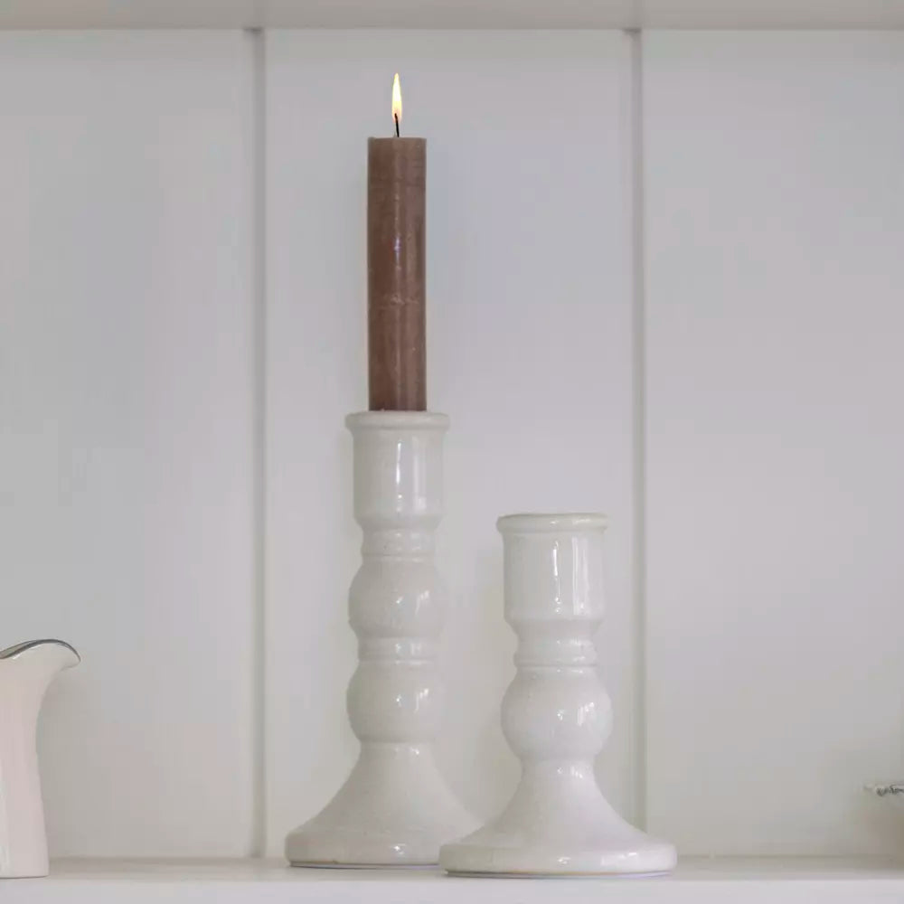 Romano Candle Holder - White Crackle Large