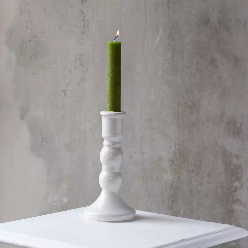 Romano Candle Holder - White Crackle Large
