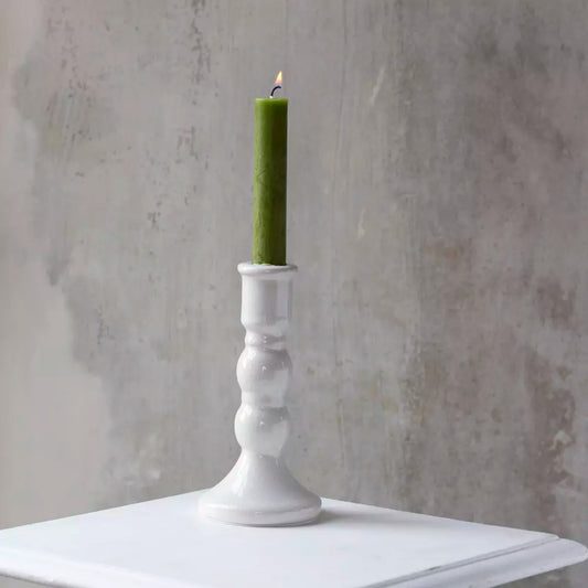 Romano Candle Holder - White Crackle Large