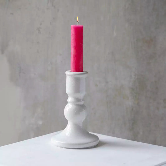 Romano Candle Holder - White Crackle Small