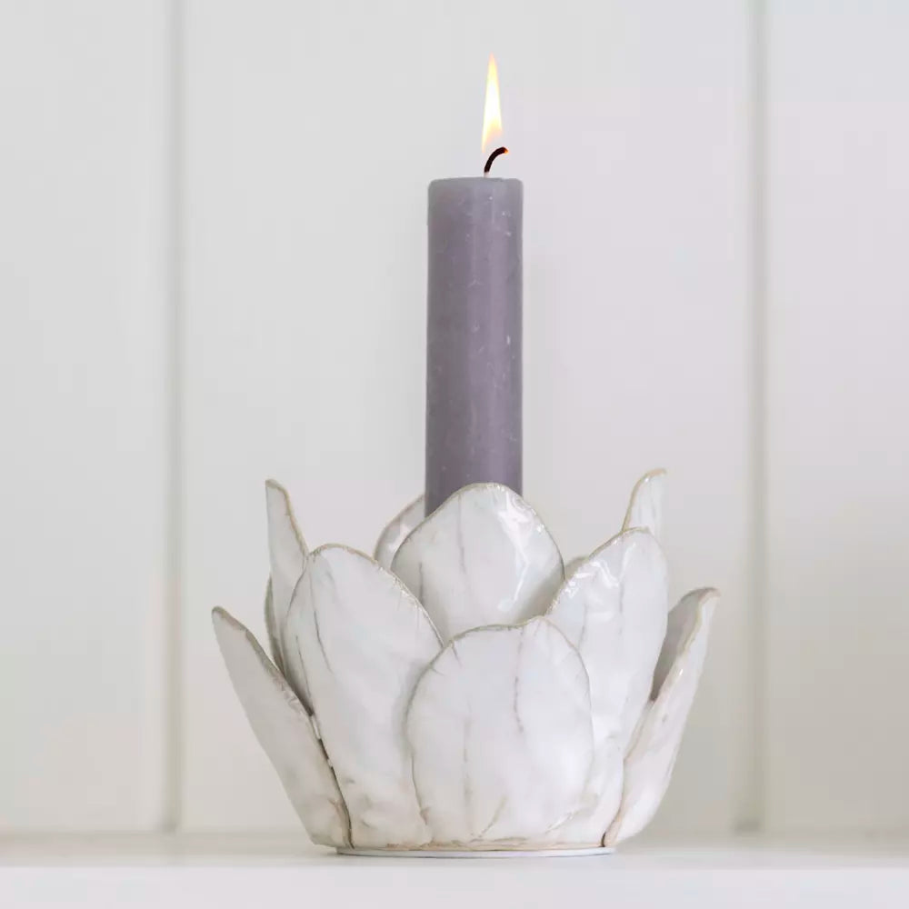 Candle Holder Petals - White Small