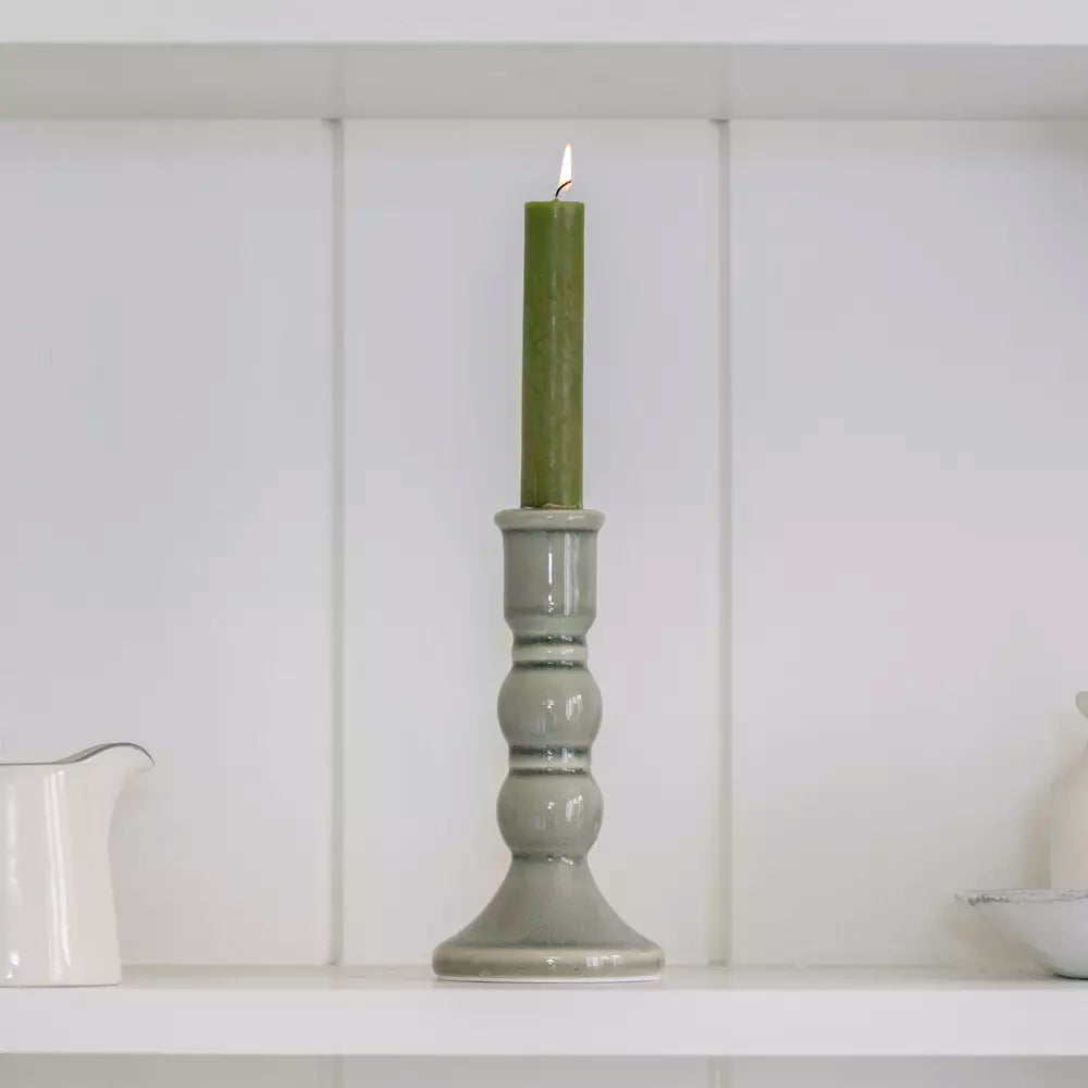 Romano Candle Holder - Green Crackle Large