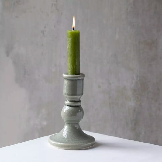 Romano Candle Holder - Green Crackle Small