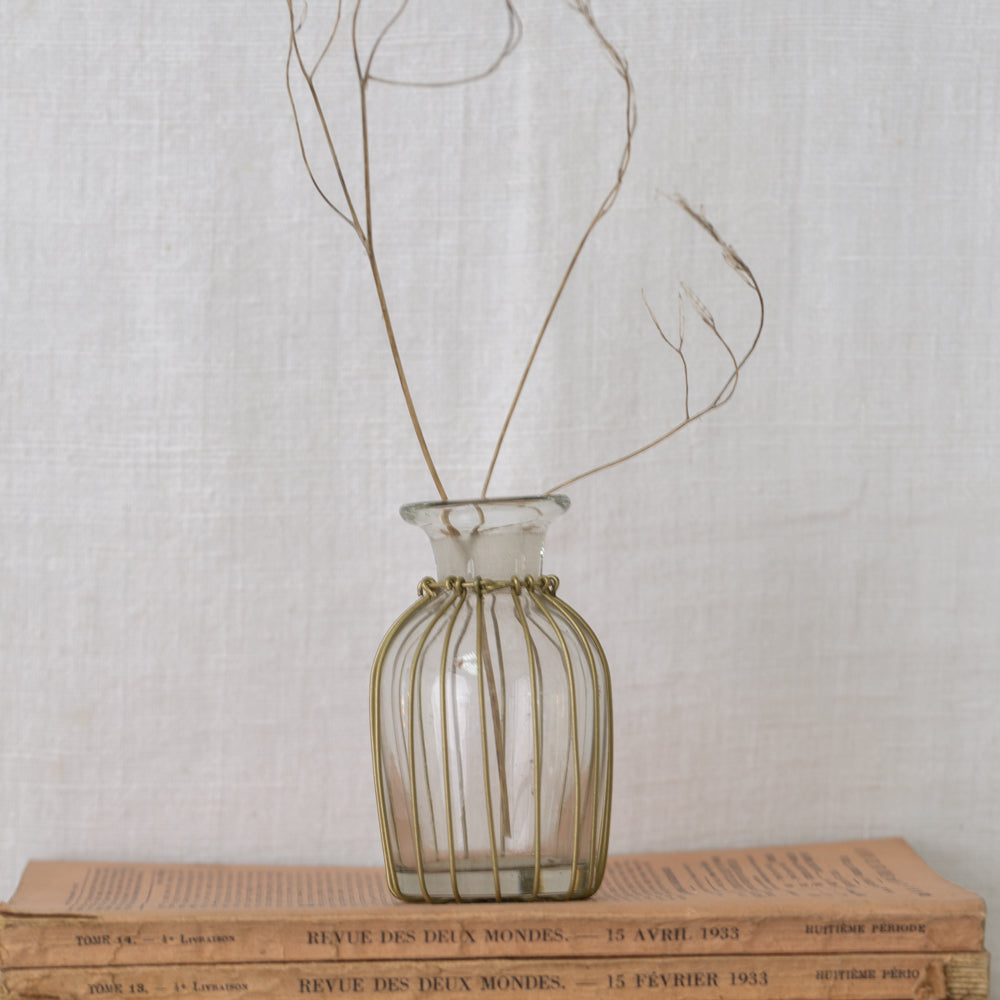 Curved Brass Wire Bud Vase